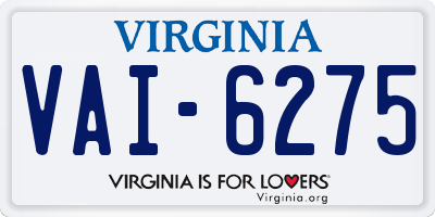 VA license plate VAI6275