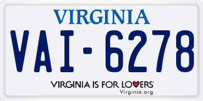 VA license plate VAI6278