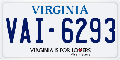 VA license plate VAI6293