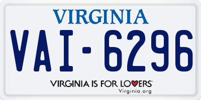 VA license plate VAI6296