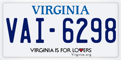 VA license plate VAI6298
