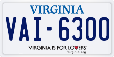 VA license plate VAI6300