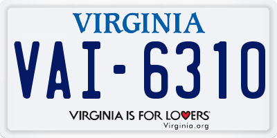 VA license plate VAI6310