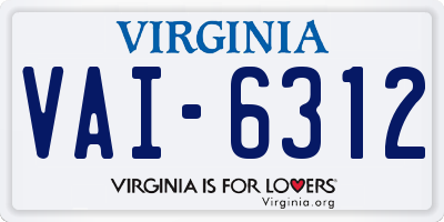 VA license plate VAI6312