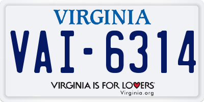 VA license plate VAI6314