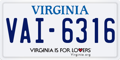 VA license plate VAI6316