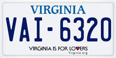 VA license plate VAI6320