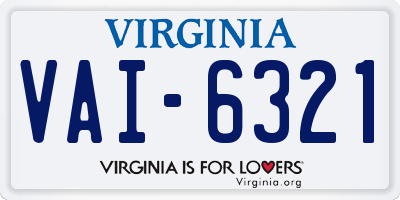 VA license plate VAI6321