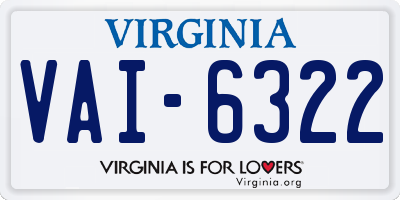 VA license plate VAI6322