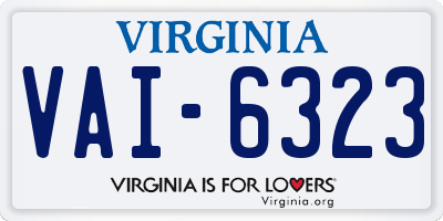 VA license plate VAI6323