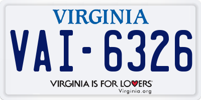 VA license plate VAI6326