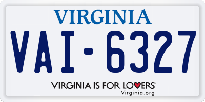 VA license plate VAI6327