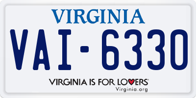 VA license plate VAI6330