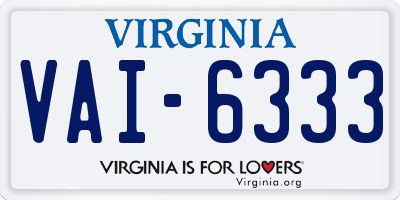 VA license plate VAI6333