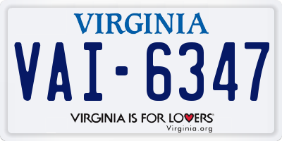 VA license plate VAI6347