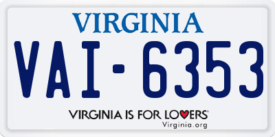 VA license plate VAI6353