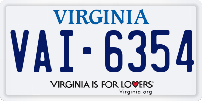 VA license plate VAI6354