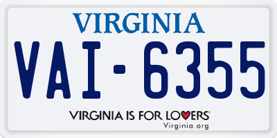 VA license plate VAI6355
