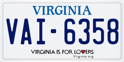 VA license plate VAI6358