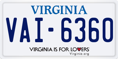VA license plate VAI6360