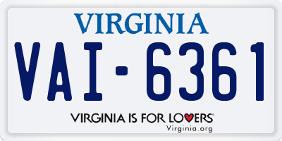 VA license plate VAI6361