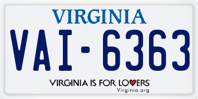 VA license plate VAI6363