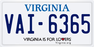 VA license plate VAI6365