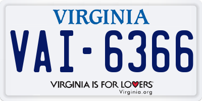 VA license plate VAI6366