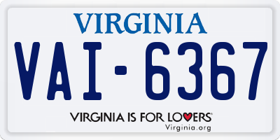 VA license plate VAI6367