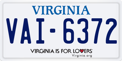 VA license plate VAI6372