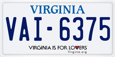 VA license plate VAI6375