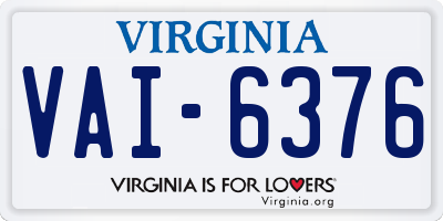 VA license plate VAI6376