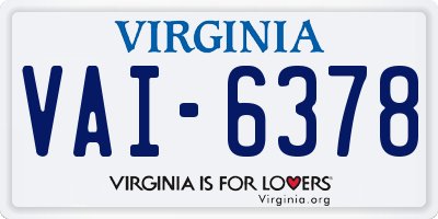 VA license plate VAI6378