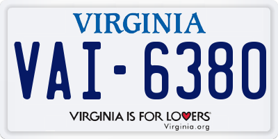 VA license plate VAI6380