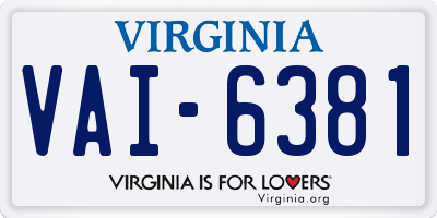 VA license plate VAI6381