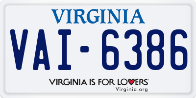 VA license plate VAI6386