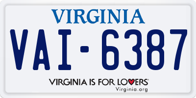 VA license plate VAI6387
