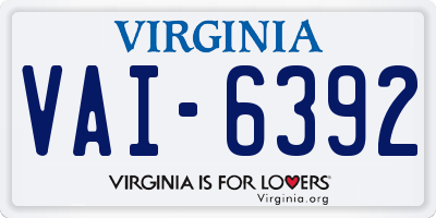 VA license plate VAI6392