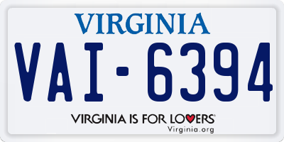 VA license plate VAI6394