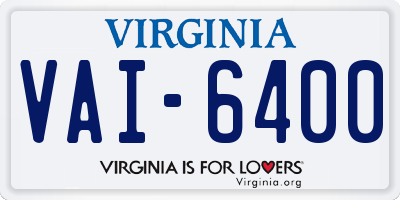 VA license plate VAI6400