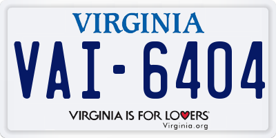 VA license plate VAI6404