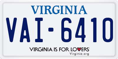 VA license plate VAI6410