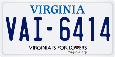 VA license plate VAI6414