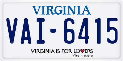 VA license plate VAI6415