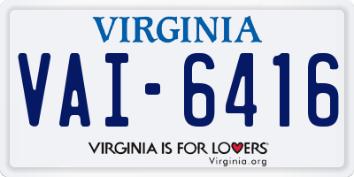 VA license plate VAI6416