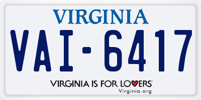 VA license plate VAI6417