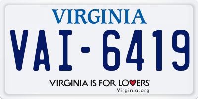 VA license plate VAI6419