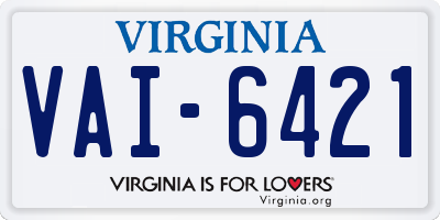 VA license plate VAI6421