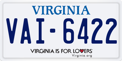 VA license plate VAI6422
