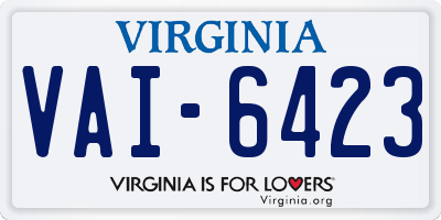 VA license plate VAI6423